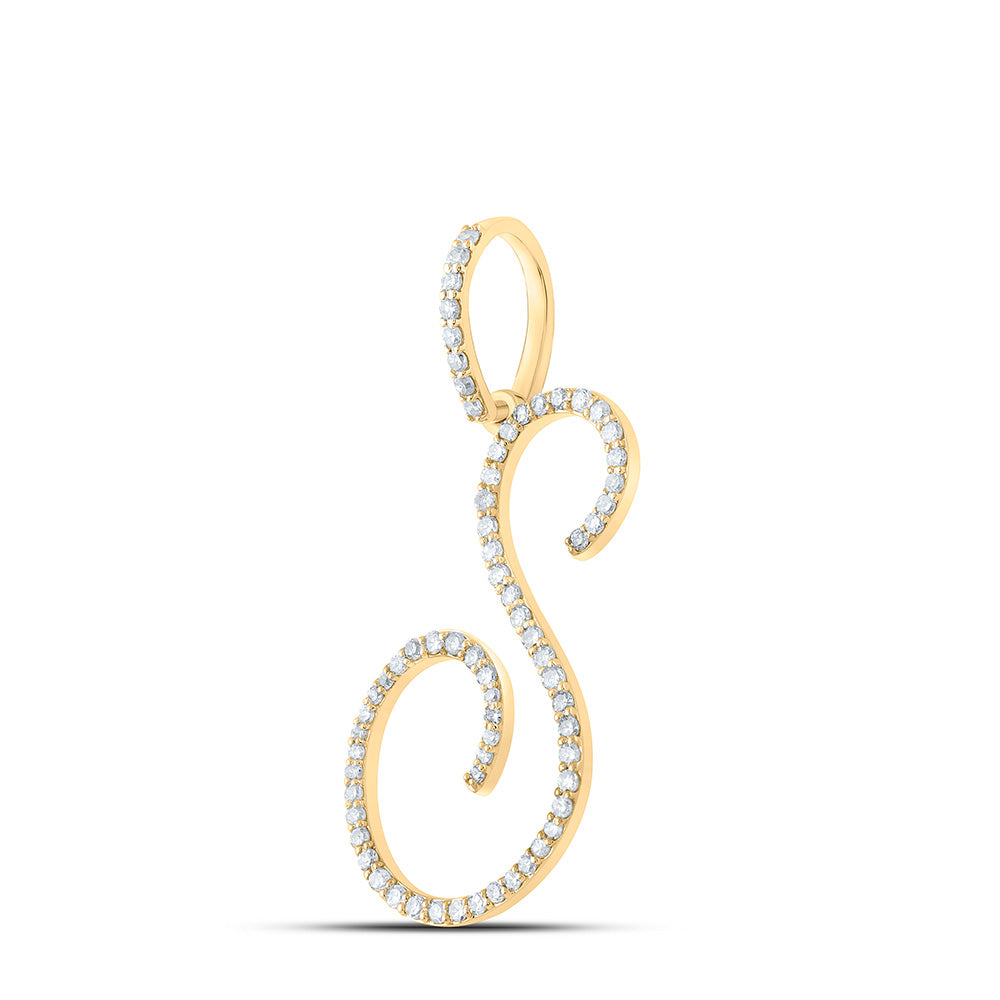 10K White Or Yellow Gold Womens Round Diamond S Initial Letter Pendant