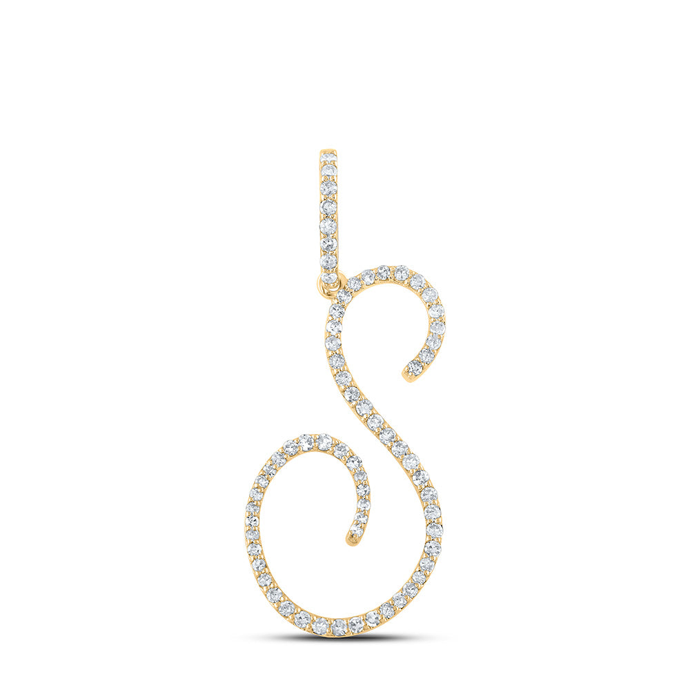 10K White Or Yellow Gold Womens Round Diamond S Initial Letter Pendant
