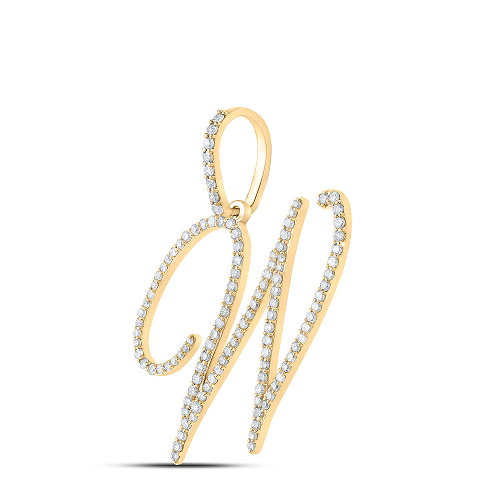 10K Yellow Or White Or Rose Gold Womens Round Diamond W Initial Letter Pendant
