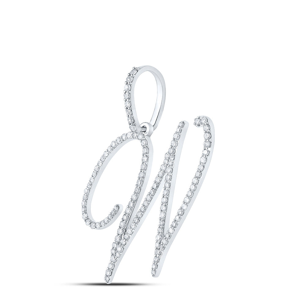 10K Yellow Or White Or Rose Gold Womens Round Diamond W Initial Letter Pendant