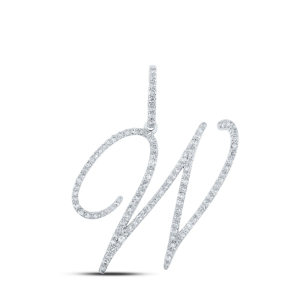 10K Yellow Or White Or Rose Gold Womens Round Diamond W Initial Letter Pendant