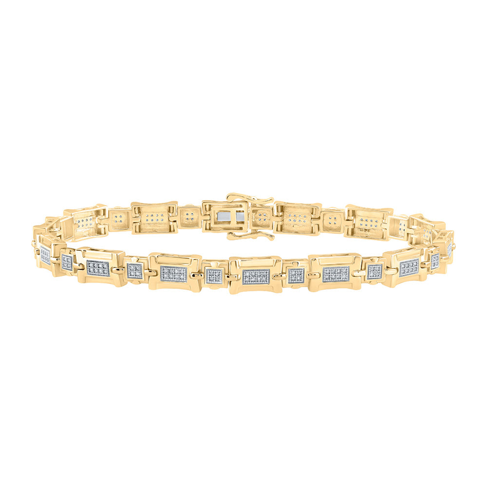 10K White Or Yellow Gold Mens Round Diamond Link Bracelet
