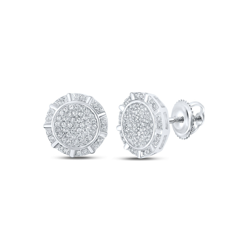 10K White Or Yellow Gold Womens Round Diamond Circle Earrings
