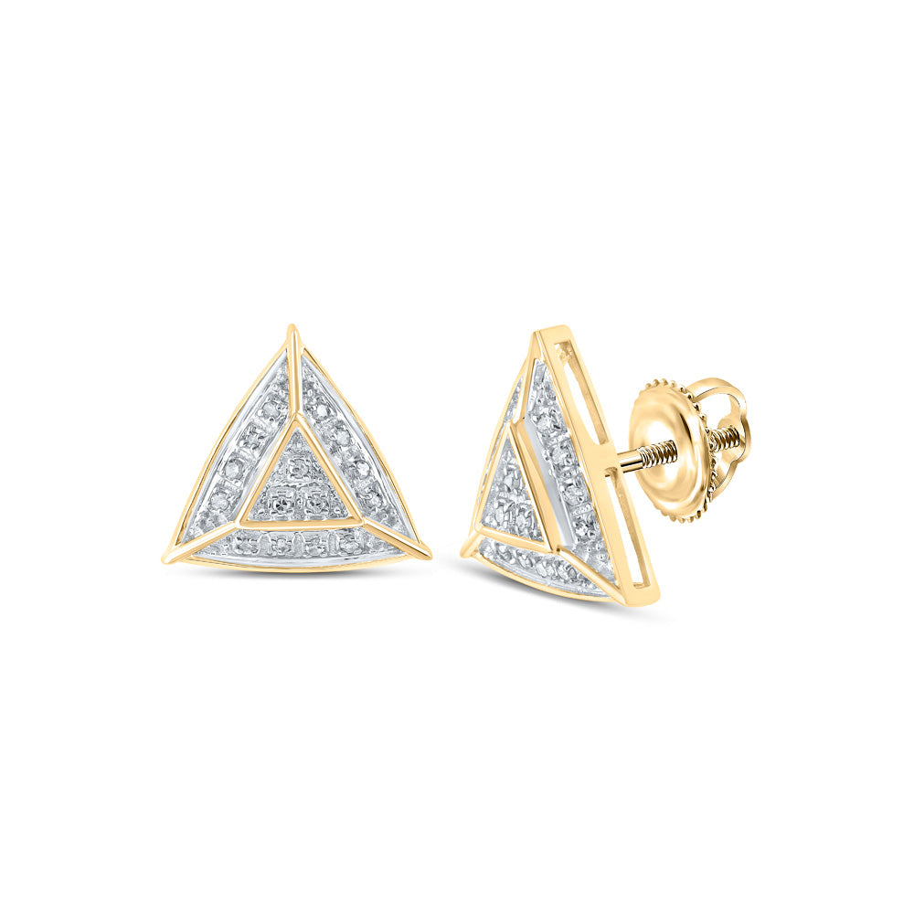 10K Yellow Or White Or Rose Gold Womens Round Diamond Triangle Earrings