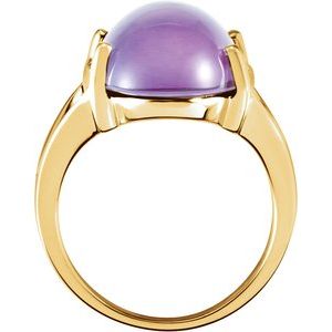 14K Yellow Gold Oval 16 X 12 Mm Natural Amethyst Ring Size 7
