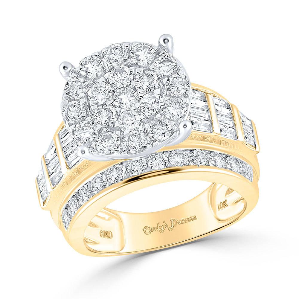 10K Yellow Or White Or Rose Gold Round Diamond Cluster Bridal Wedding Engagement Ring , Womens Size: 5-10