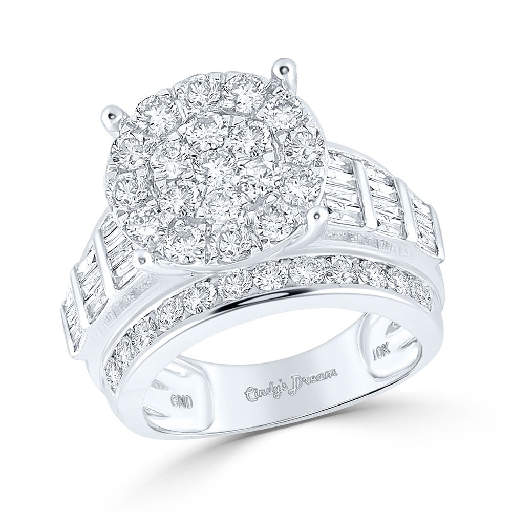 10K Yellow Or White Or Rose Gold Round Diamond Cluster Bridal Wedding Engagement Ring , Womens Size: 5-10