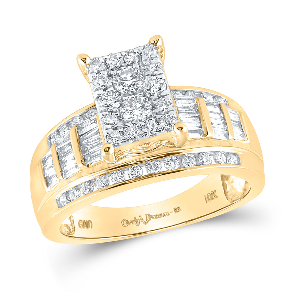 10K Yellow Or White Or Rose Gold Round Diamond Cluster Bridal Wedding Engagement Ring , Womens Size: 5-10