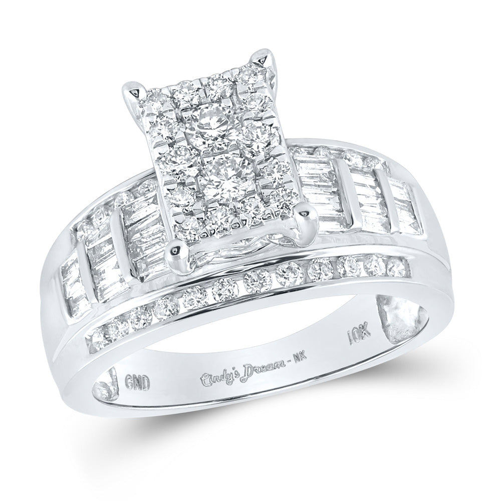 10K Yellow Or White Or Rose Gold Round Diamond Cluster Bridal Wedding Engagement Ring , Womens Size: 5-10