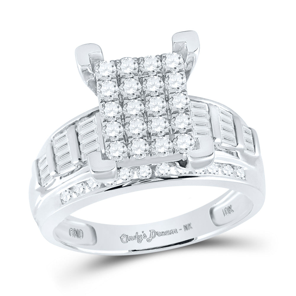 10K Yellow Or Rose Or White Gold Round Diamond Cluster Bridal Wedding Engagement Ring 1 Cttw, Womens Size: 5-10