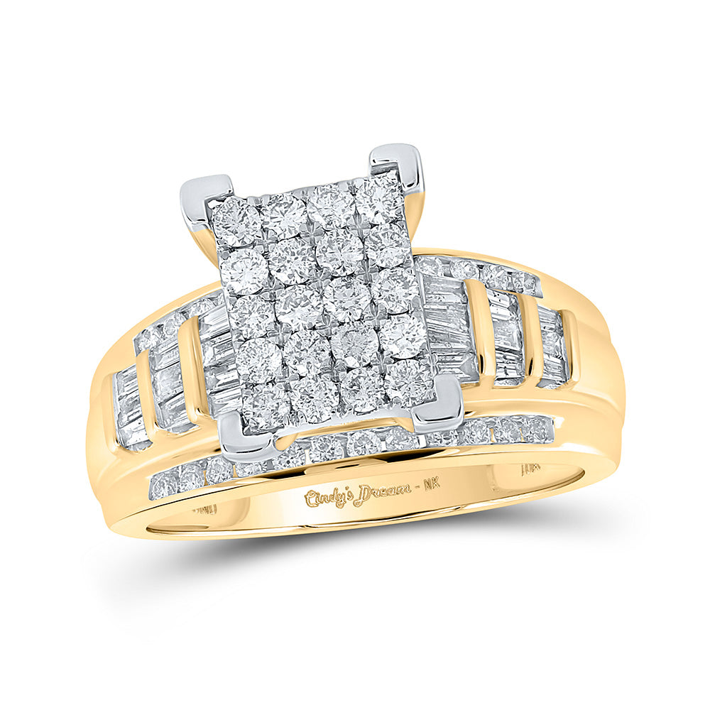 10K Yellow Or Rose Or White Gold Round Diamond Square Bridal Wedding Engagement Ring 1 Cttw, Womens Size: 5-10