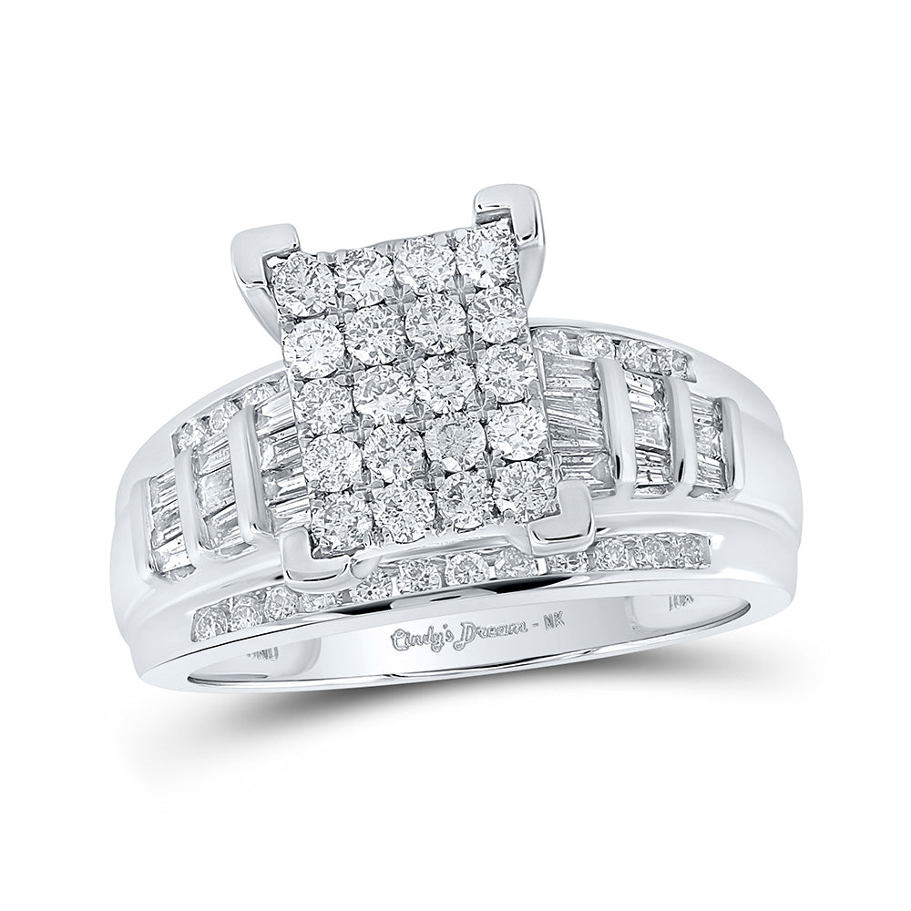 10K Yellow Or Rose Or White Gold Round Diamond Square Bridal Wedding Engagement Ring 1 Cttw, Womens Size: 5-10