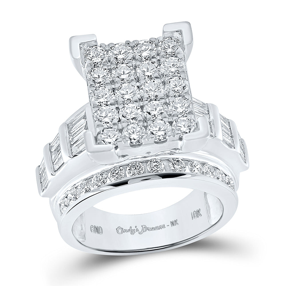 10K White Or Yellow Gold Round Diamond Cluster Bridal Wedding Engagement Ring , Womens Size: 5-10