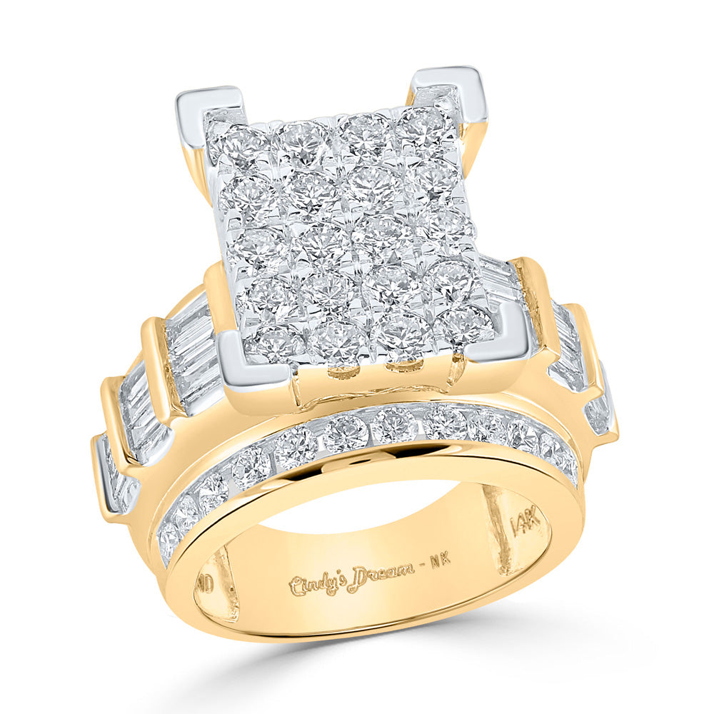 14K White Or Yellow Gold Round Diamond Cluster Bridal Wedding Engagement Ring , Womens Size: 5-10