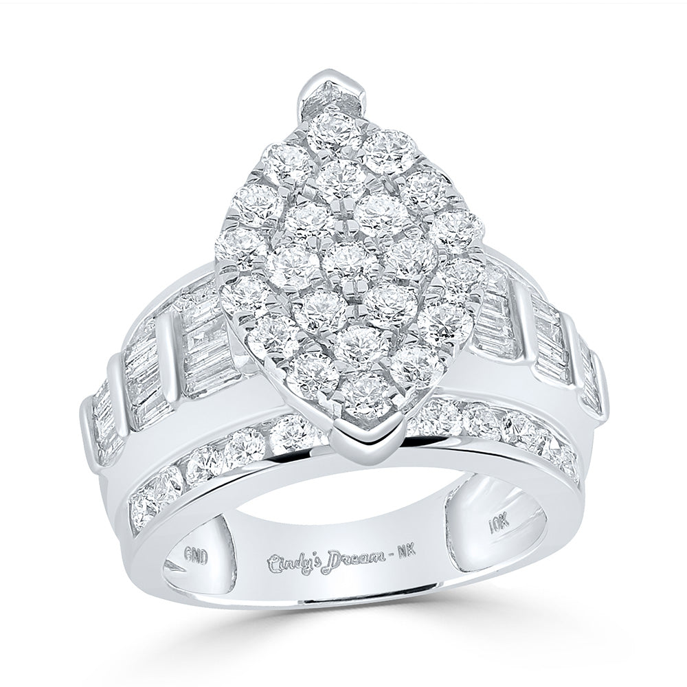 10K Yellow Or White Or Rose Gold Round Diamond Cluster Bridal Wedding Engagement Ring , Womens Size: 5-10