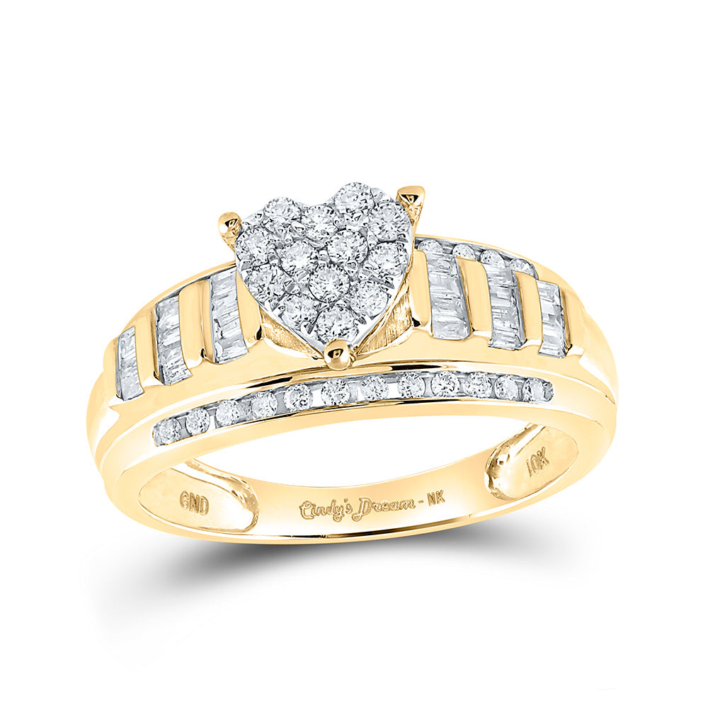 10K Yellow Or White Or Rose Gold Round Diamond Heart Bridal Wedding Engagement Ring , Womens Size: 5-10