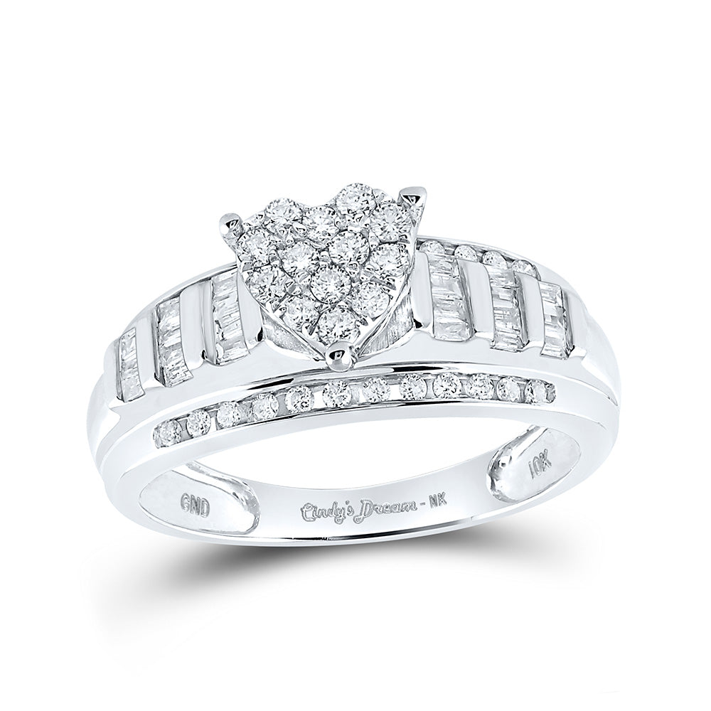 10K Yellow Or White Or Rose Gold Round Diamond Heart Bridal Wedding Engagement Ring , Womens Size: 5-10