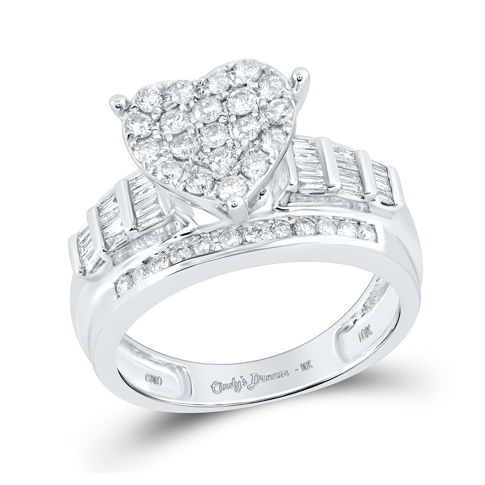 10K Yellow Or White Or Rose Gold Round Diamond Heart Bridal Wedding Engagement Ring , Womens Size: 5-10
