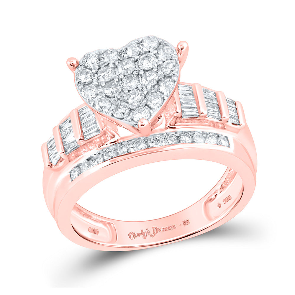 10K Yellow Or White Or Rose Gold Round Diamond Heart Bridal Wedding Engagement Ring , Womens Size: 5-10