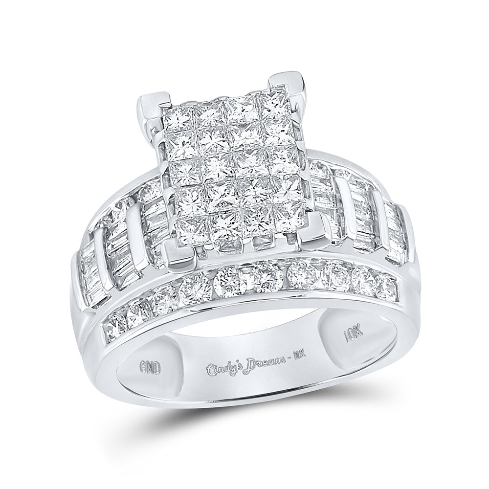 10K Yellow Or Rose Or White Gold Princess Diamond Cluster Bridal Wedding Engagement Ring 2 Cttw, Womens Size: 5-10