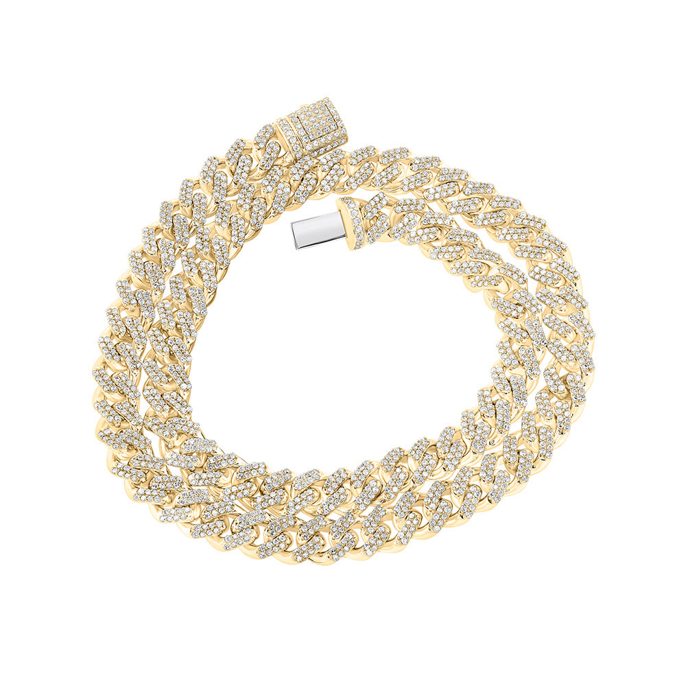 10K Yellow Or White Gold Mens Round Diamond Cuban 20-inch Link Chain Necklace 11-1/5 Cttw, Length: 20 In