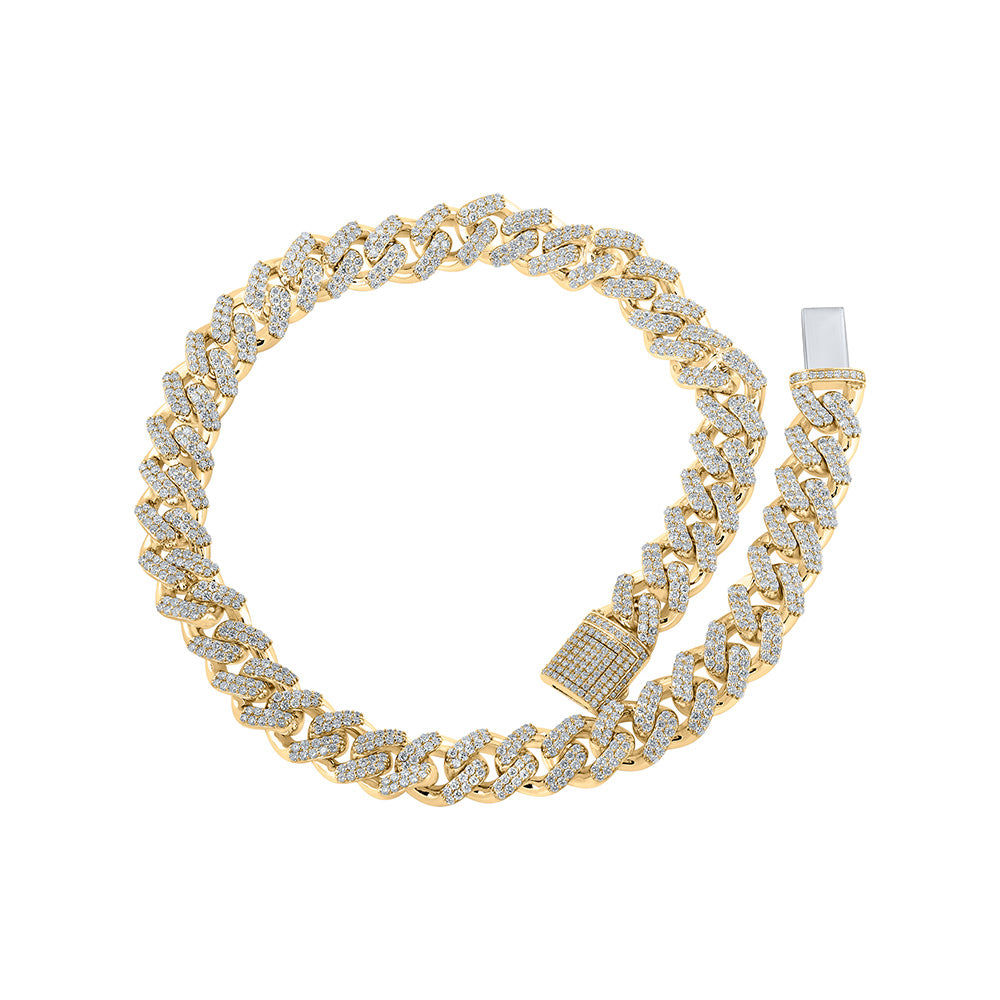 10K Yellow Gold Mens Round Diamond Link Chain Necklace 40-7/8 Cttw, Length: 22.01 In, Width: 0.71 In