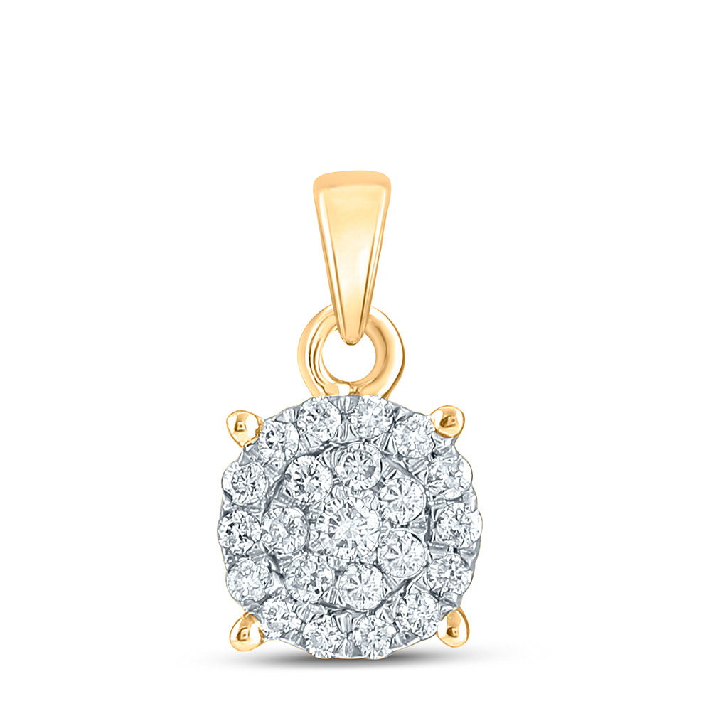 10K Yellow Or White Or Rose Gold Womens Round Diamond Cluster Pendant