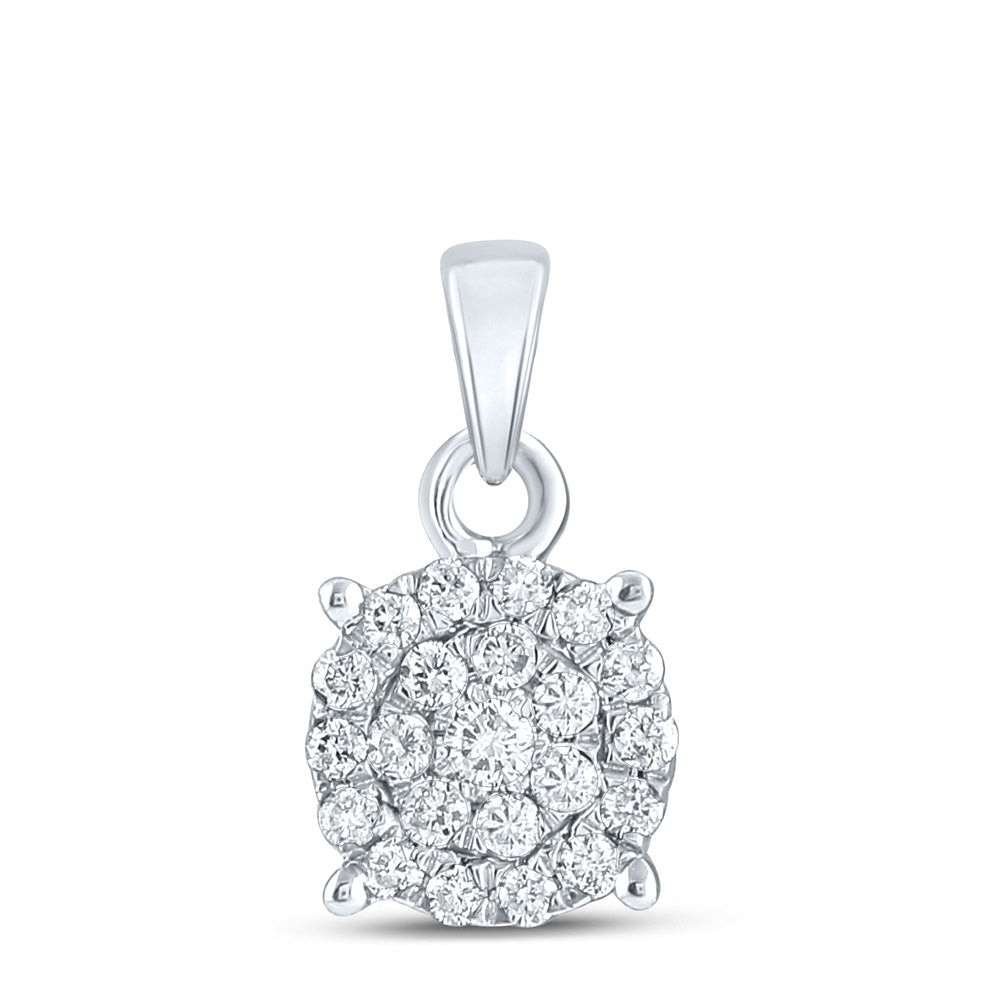 10K Yellow Or White Or Rose Gold Womens Round Diamond Cluster Pendant