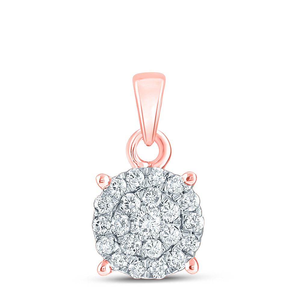 10K Yellow Or White Or Rose Gold Womens Round Diamond Cluster Pendant
