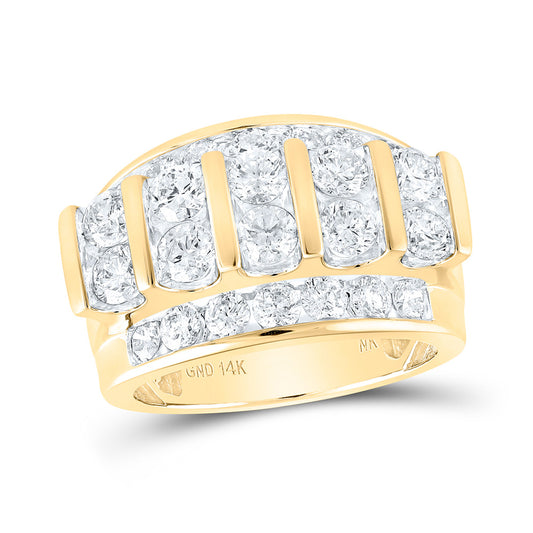 14K Yellow Gold Mens Round Diamond Band Ring 4 Cttw, Mens Size: 7-13
