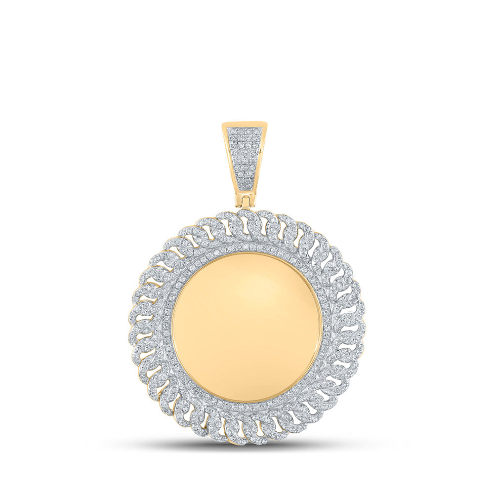 10K Yellow Gold Mens Round Diamond Memory Circle Charm Pendant 1 Cttw
