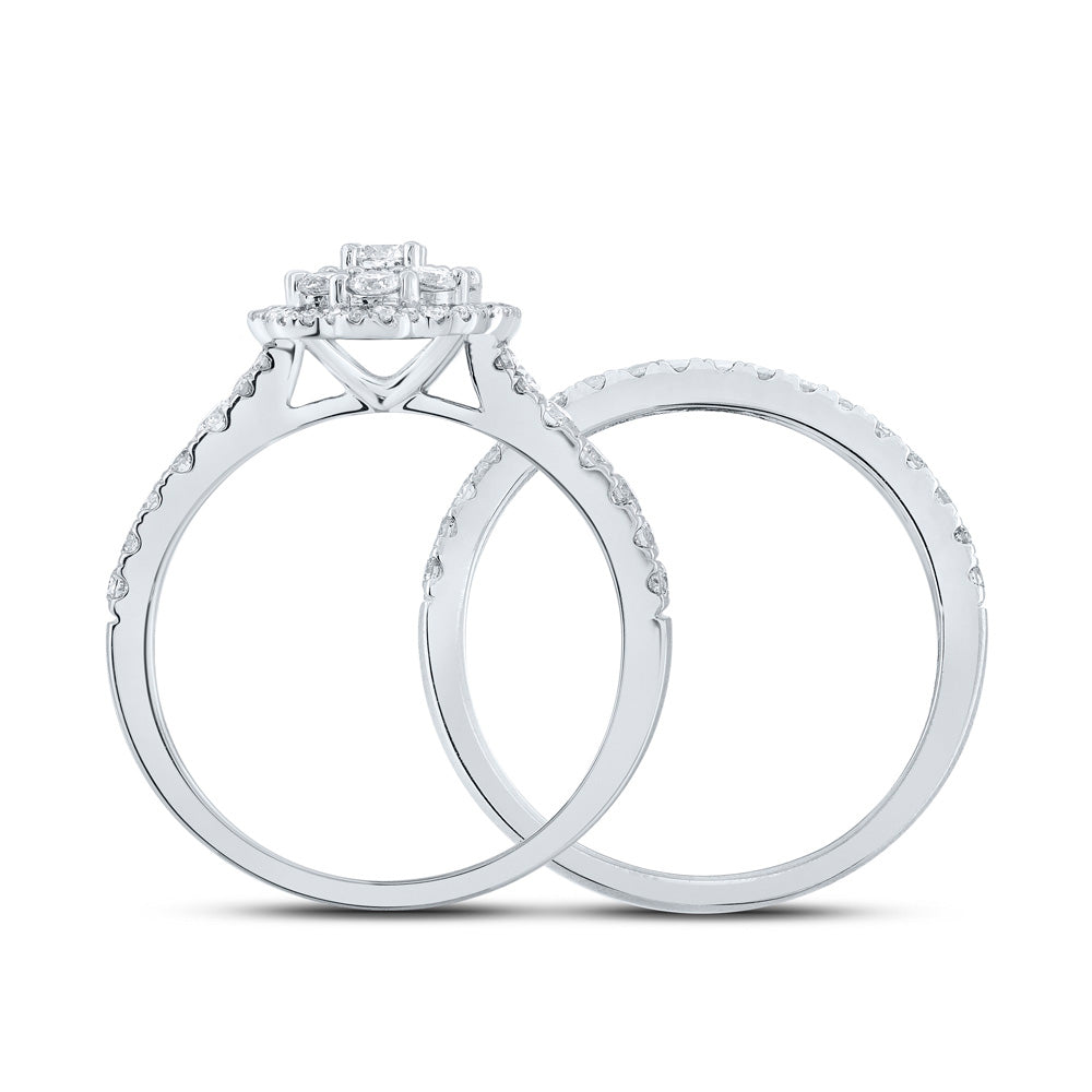 10K White Gold Round Diamond Bridal Wedding Ring Band Set 1 Cttw, Womens Size: 5-10