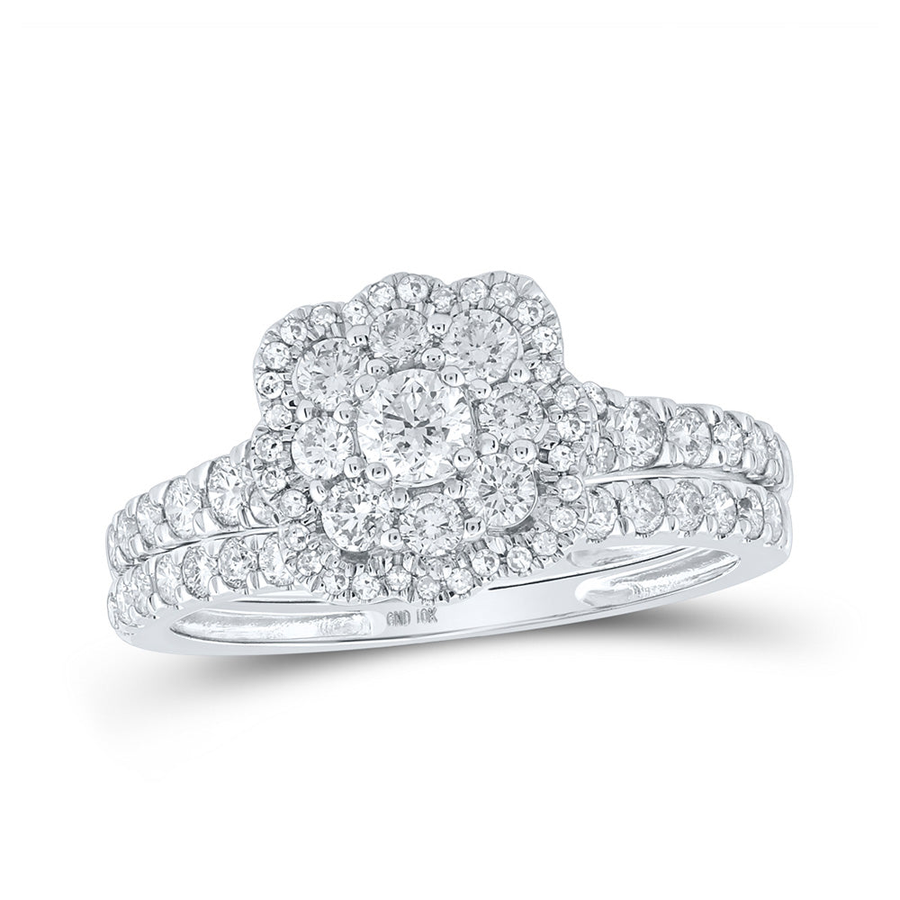 10K Yellow Or White Or Rose Gold Round Diamond Bridal Wedding Ring Band Set , Womens Size: 5-10