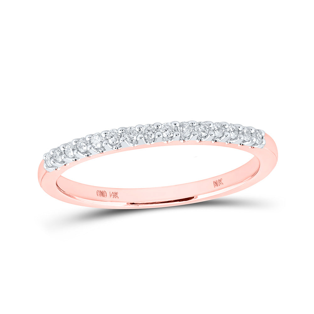 14K Yellow Or Rose Gold Womens Round Diamond Wedding Single Row Band 1/6 Cttw, Womens Size: 5-10