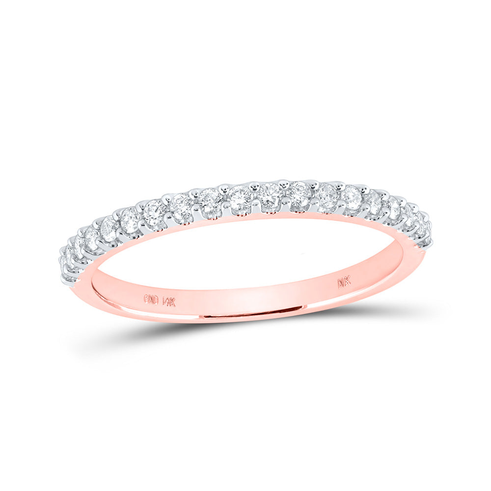 14K Yellow Or Rose Gold Womens Round Diamond Wedding Band 1/4 Cttw, Womens Size: 5-10