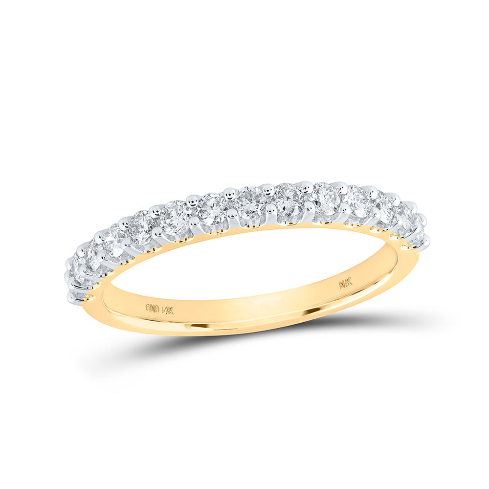 14K Rose Or Yellow Gold Womens Round Diamond Wedding Band , Womens Size: 5-10