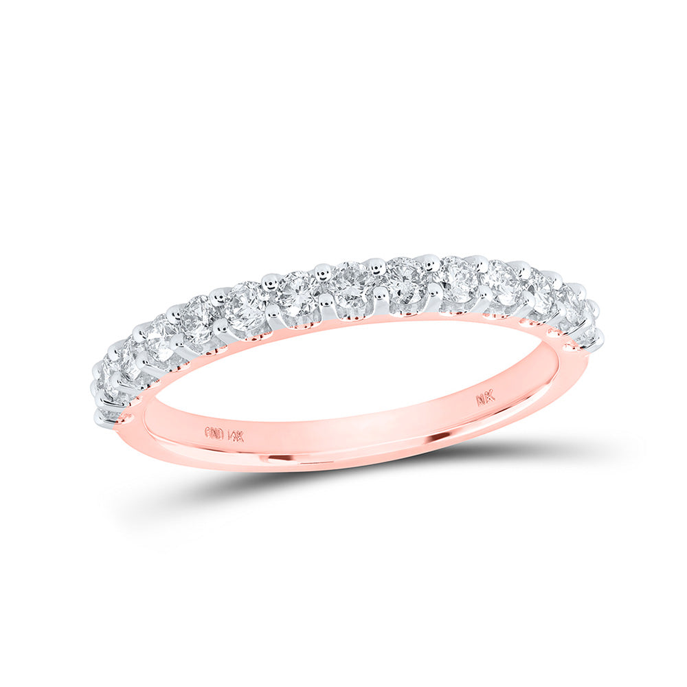 14K Rose Or Yellow Gold Womens Round Diamond Wedding Band , Womens Size: 5-10