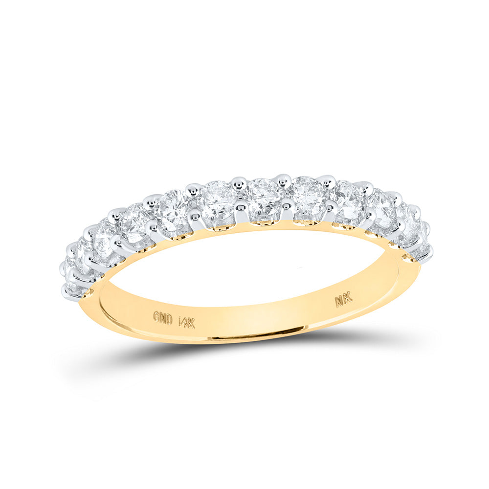 14K Yellow Or Rose Gold Womens Round Diamond Wedding Single Row Band 3/4 Cttw, Womens Size: 5-10
