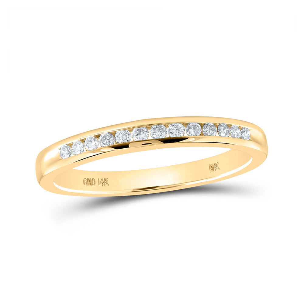 14K Yellow Gold Womens Round Diamond Wedding Single Row Band 1/6 Cttw, Womens Size: 5-10