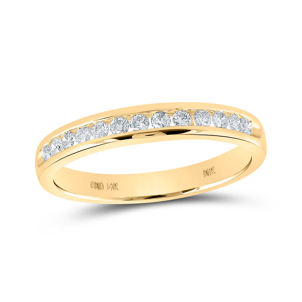 14K Rose Or Yellow Gold Womens Round Diamond Wedding Single Row Band , Womens Size: 5-10