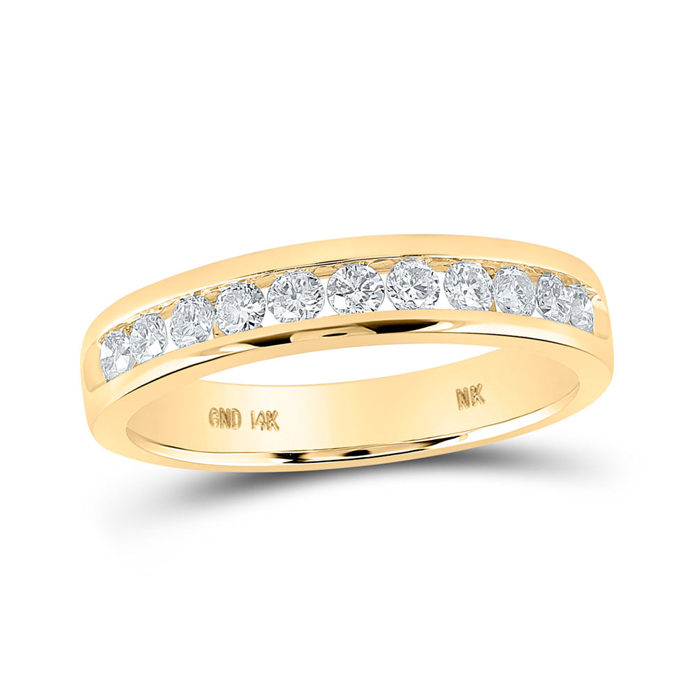 14K Yellow Or Rose Gold Womens Round Diamond Single Row Band Ring 1/2 Cttw, Womens Size: 5-10