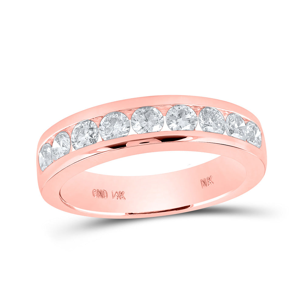 14K Rose Or Yellow Gold Womens Round Diamond Band Ring , Womens Size: 5-10