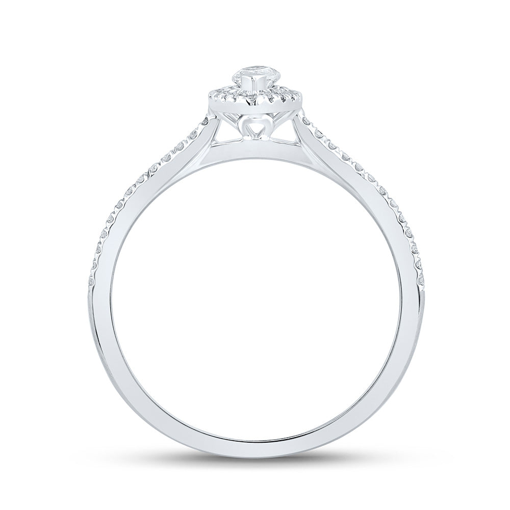 10K White Gold Marquise Diamond Halo Bridal Wedding Engagement Ring 1/3 Cttw, Womens Size: 5-10