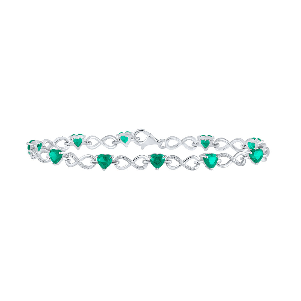 Sterling Silver Womens Heart Synthetic Infinity Bracelet