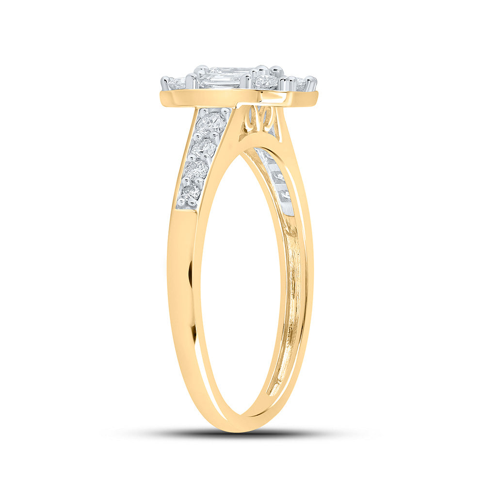 14K Yellow Gold Emerald Diamond Halo Bridal Wedding Engagement Ring 3/4 Cttw, Womens Size: 5-10