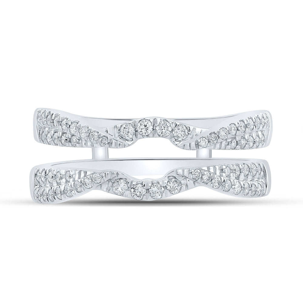 14K White Gold Womens Round Diamond Wrap Enhancer Wedding Band 1/3 Cttw, Womens Size: 5-10