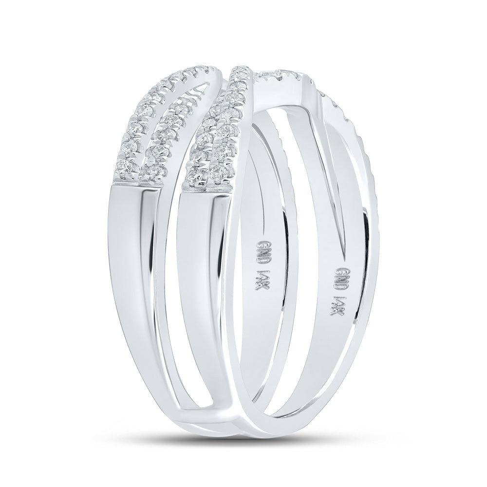 14K White Gold Womens Round Diamond Wrap Enhancer Wedding Band 1/3 Cttw, Womens Size: 5-10