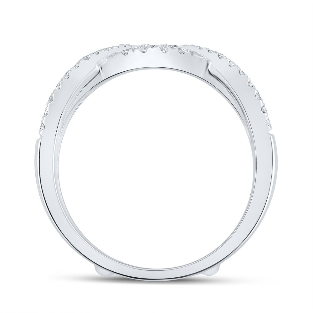 14K White Gold Womens Round Diamond Wrap Enhancer Wedding Band 1/3 Cttw, Womens Size: 5-10