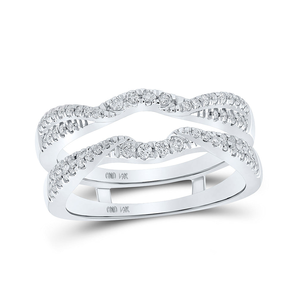 14K White Gold Womens Round Diamond Wrap Enhancer Wedding Band 1/3 Cttw, Womens Size: 5-10