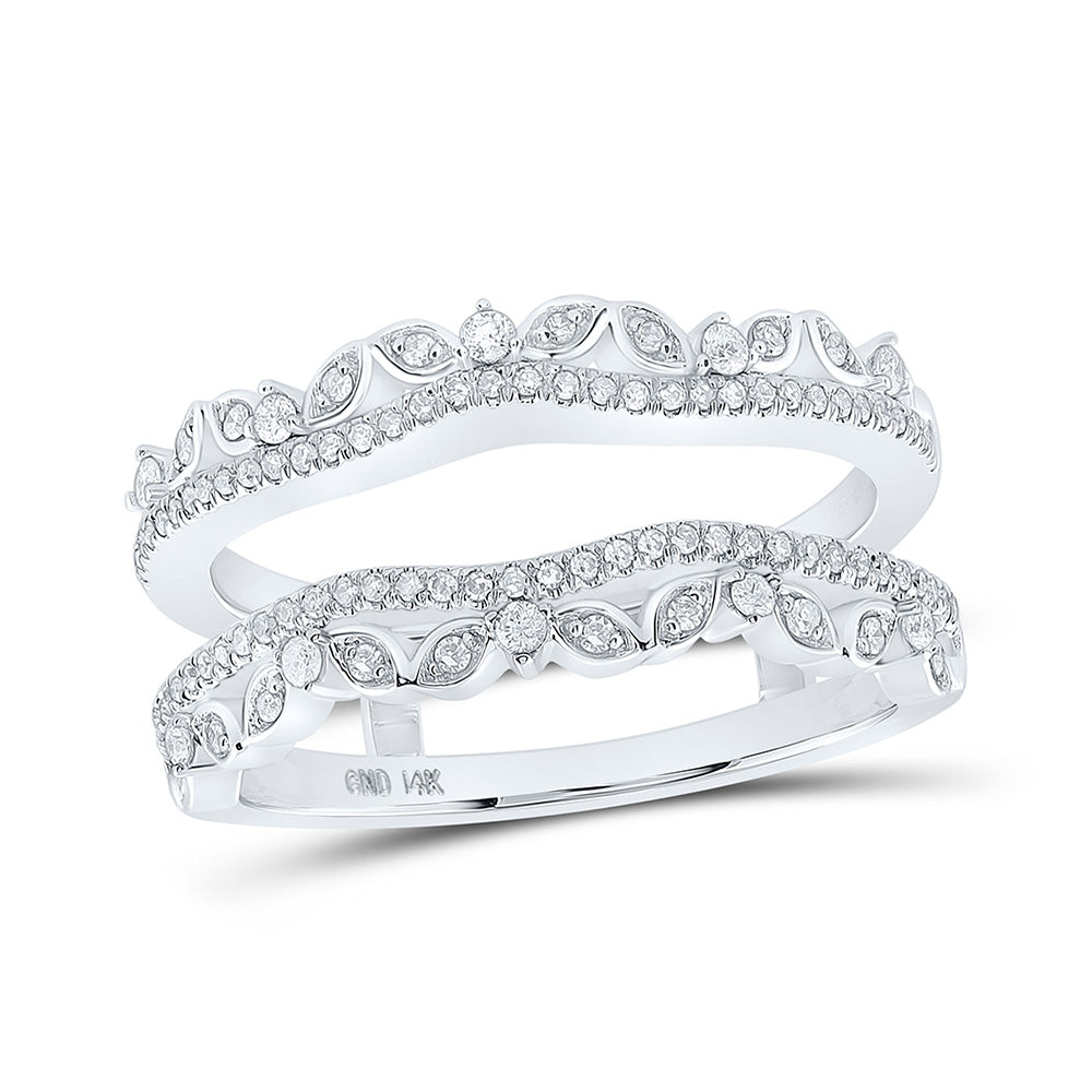 14K White Gold Womens Round Diamond Wrap Enhancer Wedding Band 1/3 Cttw, Womens Size: 5-10
